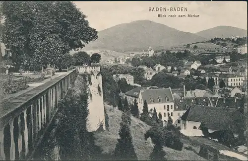 Ansichtskarte Baden-Baden Blick nach dem Merkur 1912