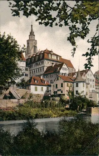 Ansichtskarte Tübingen Neckaransicht mit Hölderlinsturm und alter Aula 1913