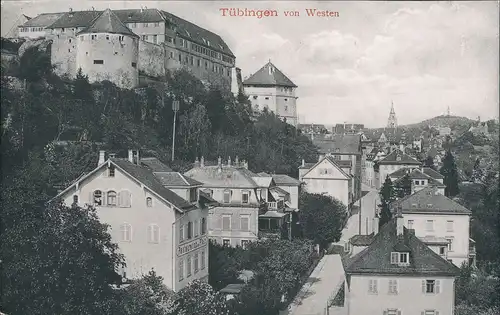 Ansichtskarte Tübingen von Westen - Straßenpartie 1917