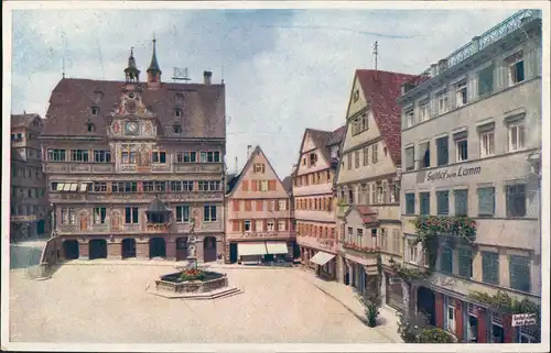 Ansichtskarte Tübingen Marktplatz - Künstlerkarte 1919