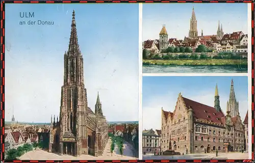 Ansichtskarte Ulm a. d. Donau 3 Bild: Dom, Stadt, Markt 1934
