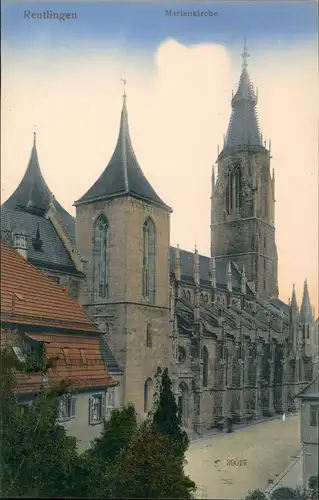 Ansichtskarte Reutlingen Marienkirche - coloriert 1909