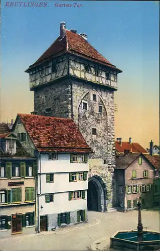 Ansichtskarte Reutlingen Gartentor 1914