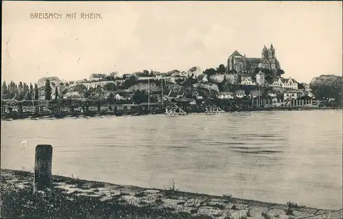 Ansichtskarte Breisach (Rhein) Stadt mit Rhein gel. Feldpost 1915