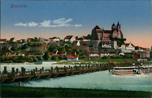 Ansichtskarte Breisach (Rhein) Stadt - Behelfsbrücke 1914