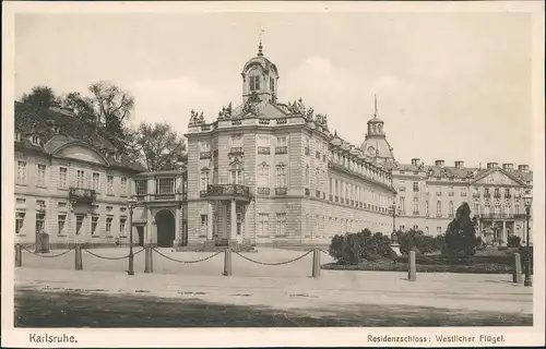 Ansichtskarte Karlsruhe Residenzschloß - Westflügel 1928