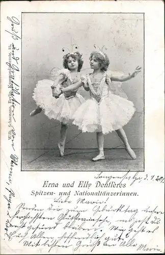 Ansichtskarte  Tanz Mädchen Erna und Elly Dentleres Nationaltänzerinnen 1901