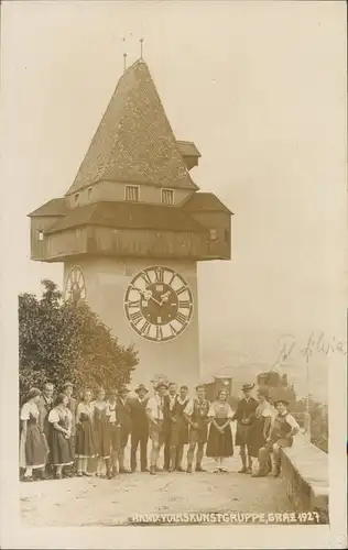 Ansichtskarte Graz Große Uhr Volksgruppe 1927