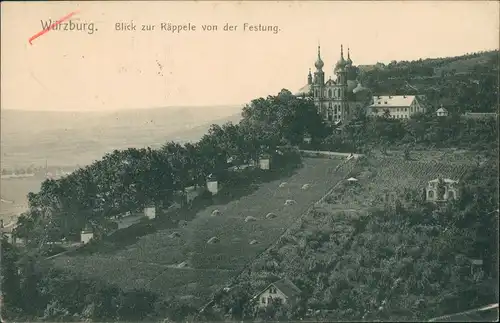 Ansichtskarte Würzburg Blick zur Käppele von Festung 1912