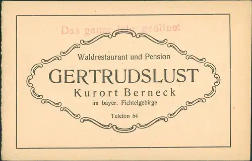 Bad Berneck im Fichtelgebirge Waldrestaurant Waldrestaurant Gertrudslust 1928