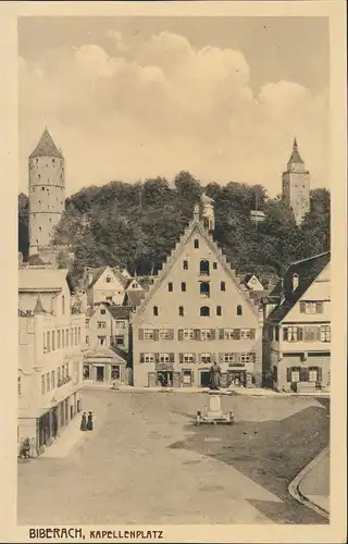 Biberach an der Riß Kapellenplatz Denkmal Geschäfte aus der Vogelschau 1920