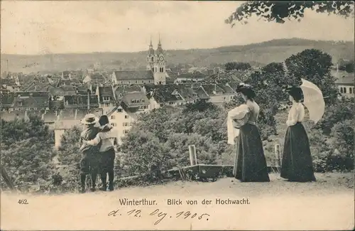 Ansichtskarte Winterthur Blick von der Hochwacht - Frauen und Kinder 1905
