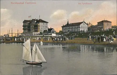 Ansichtskarte Cuxhaven Am Spielbassin - Segelboot 1912