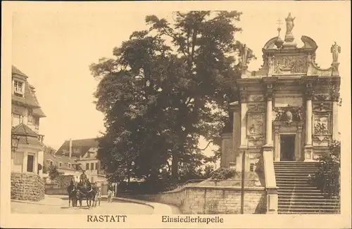 Ansichtskarte Rastatt Straße - Einsiedlerkapelle 1912