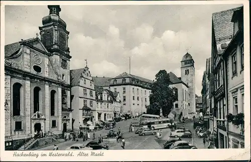 Ansichtskarte Hachenburg Markt - Auto VW Käfer Bus 1956