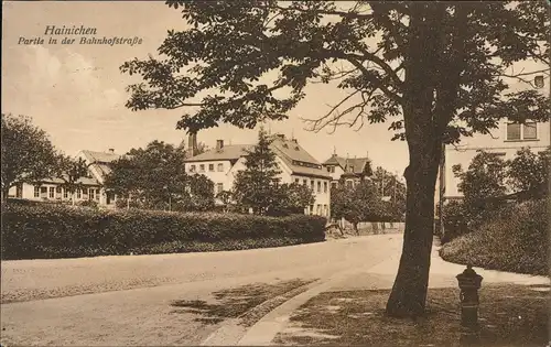 Ansichtskarte Hainichen Partie in der Bahnhofstraße 1922