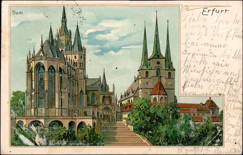 Ansichtskarte Litho AK Erfurt Erfurter Dom 1905