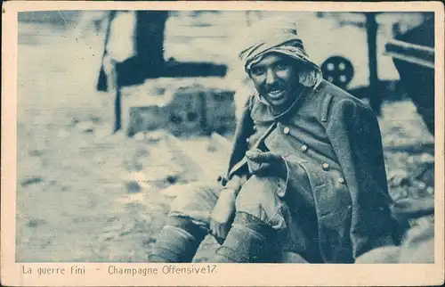 .Frankreich Militaria WK1 gel Feldpost France   La guerre fini Champagne 1917