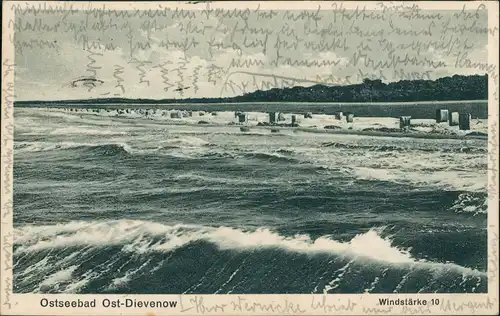 Postcard Berg Dievenow Dziwnów Strand bei Windstärke 10 1930