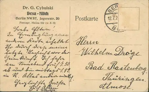 Ansichtskarte Berlin Dr. G. Cybulski Desa Milch unsere Kunden Kinder 1916
