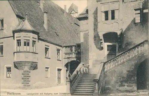 Ansichtskarte Heilbronn Landgericht mit Aufgang 1912