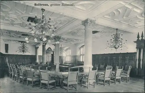 Ansichtskarte Heilbronn Rathaus - großer Ratssaal 1906