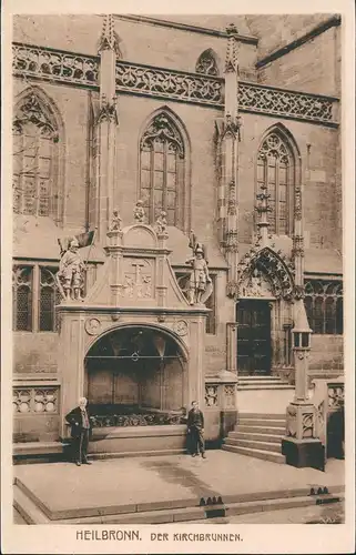 Ansichtskarte Heilbronn Menschen vor dem Kirchbrunnen 1913