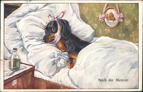 Tiere als Menschen Künstlerkarten Andromorphische Karten nach Mensur Hund 1911