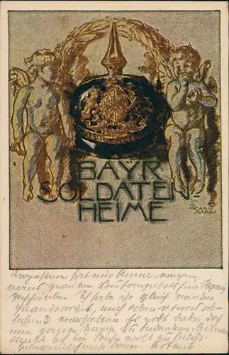 Ansichtskarte  Künstlerkarte Bayern Soldatenheime Spendenkarte 1917