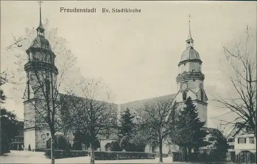 Freudenstadt Strassen Partie an d. Evangelische Stadtkirche 1909