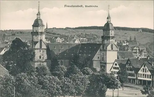 Freudenstadt Evangelische Stadtkirche Panorama-Ansicht mit Stadt 1910