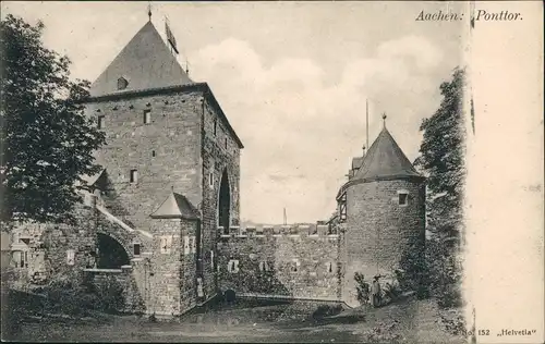 Ansichtskarte Aachen Partie am Ponttor 1912