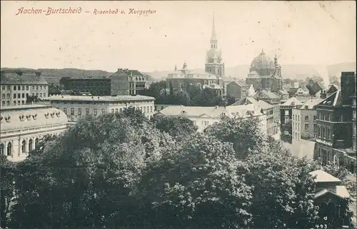 Ansichtskarte Burtscheid-Aachen Rosenbad u. Kurgarten 1912