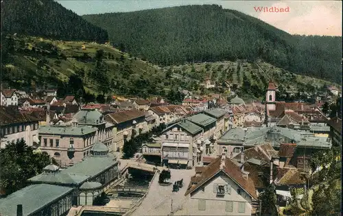 Ansichtskarte Bad Wildbad Stadtpartie 1907
