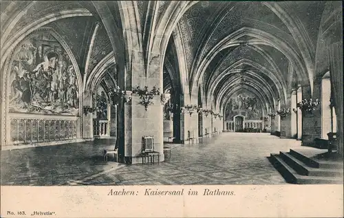 Ansichtskarte Aachen Rathaus - Kaisersaal 1912