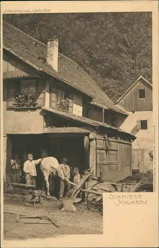 .Baden-Württemberg Schwarzwald Schmiede Pferde Schmied Arbeit & Beruf 1900