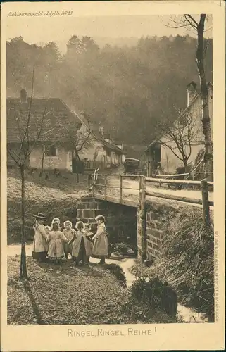 .Baden-Württemberg Schwarzwald Dorf Idyll Kinder spielen Ringel Reihe 1900