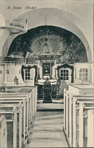 Ansichtskarte  St. Jürgen Kirche Innenansicht Verlag Kaufmann Bremen 1915