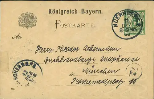 Nürnberg Bayerische Landes Ausstellung 5 Pf. Ganzsachen Postkarte 1900/0000