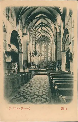 Ansichtskarte Köln St. Ursula-Kirche (Church) Innenansicht 1900