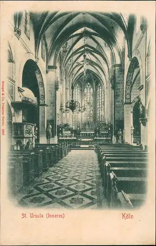 Ansichtskarte Köln St. Ursula-Kirche (Inneres) Church Cologne 1900