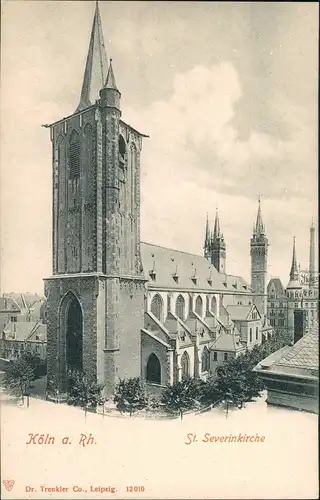 Ansichtskarte Köln St. Severinkirche Strassen Partie a.d. Kirche 1900