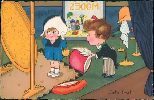Ansichtskarte  Modes Scherzkarte - Kinder Sehr fesch 1928