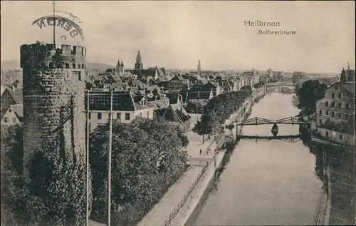 Ansichtskarte Heilbronn Bollwerkturm Stadt 1926