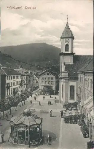 Ansichtskarte Bad Wildbad Kurplatz aus der Vogelschau mit Kirche 1907/1906