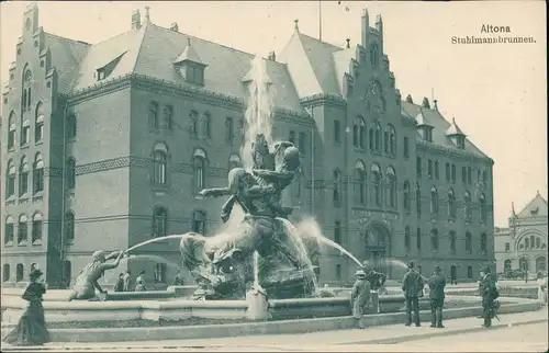 Ansichtskarte Altona-Hamburg Partie am Stuhlmannbrunnen 1908