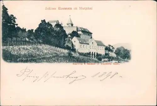Ansichtskarte Gernsbach Schloss Eberstein - Weinberge 1907