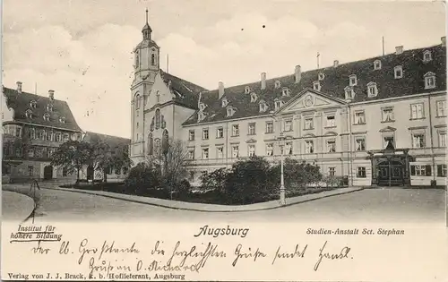Ansichtskarte Augsburg Institut höhere Bildung 1904