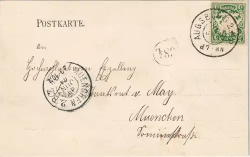 Ansichtskarte Augsburg Institut höhere Bildung 1904