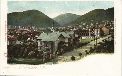 Litho AK Friedrichroda Panorama-Ansicht Stadtteil Ansicht Straße  1900